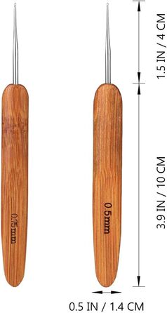 Гачок для вязання гачком SUPVOX 2 шт. Мякі на дотик сталеві дреди Гачок для вязання гачком Інструмент для вязання дредів для плетіння кіс (0,5 мм 0,75 мм)