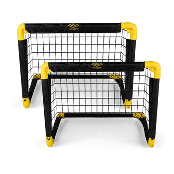 Футбольні ворота Umbro 50 x 44 x 44 см - Комплект із 2 футбольних воріт - Складані футбольні ворота - Футбольні ворота для саду та дітей - Тренувальний футбольний інвентар для приміщень та вулиці - Пластик - Чорний/Жовтий