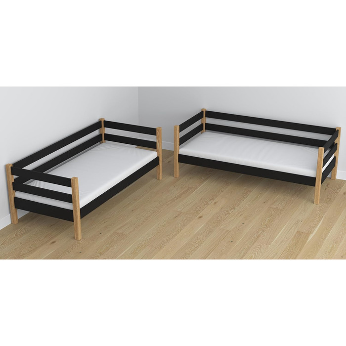 Двоярусне ліжко, дитяче ліжко 120х190 см, для 2 дітей, 2 сторони для складання драбини, 2 окремих спальних місця, закруглені краї,