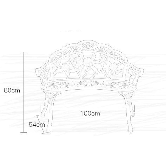 Садова лавка Металева паркова лавка Атмосферостійка лавка зі спинкою Підлокітник Залізна лавка Лавка Садові меблі в ретро-стилі Сталева чавунна лавка для садового парку Балкон, біла 100 * 54 * 80 см біла