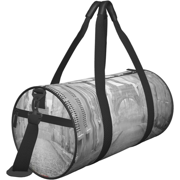 Дорожня сумка Паризький шарм з Ейфелевою вежею, вулицею Парижа та червоною парасолькою. Спортивна сумка для чоловіків та жінок, сумка-мішок, спортивна дорожня сумка.