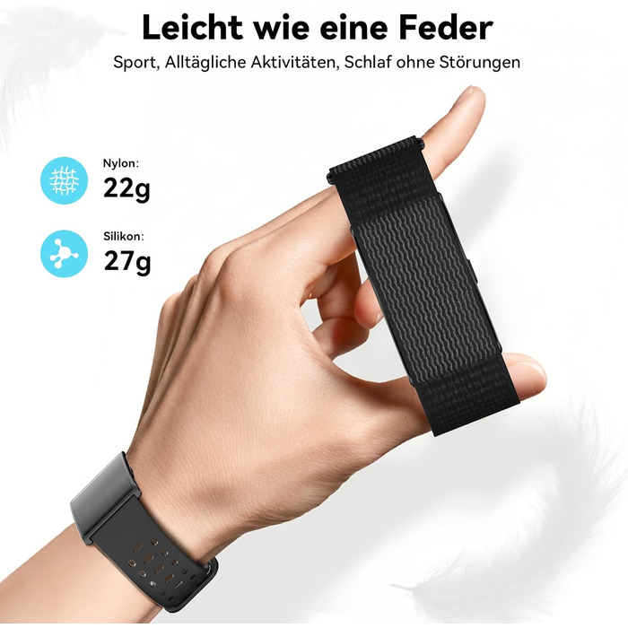 Фітнес-трекер для чоловіків та жінок без дисплея, смарт-браслет, цілодобовий відстежувач активності та сну з аналізом серцевого ритму та штучним інтелектом, 60-денний час роботи від батареї, понад 170 спортивних режимів, без підписки, чорний