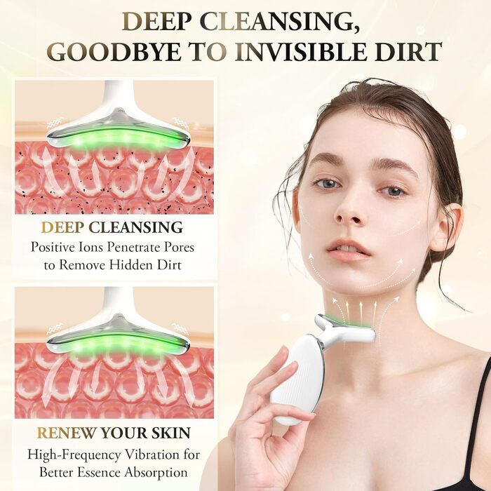 Масажер для обличчя проти зморшок, ANLAN Пристрій для краси обличчя з 3 режимами, 45 V Face Beauty Meter Пристрій для обличчя для підтяжки шкіри та підтяжки EMS Масаж обличчя для жінок Чоловіки V Shape Face Пристрій для обличчя білий