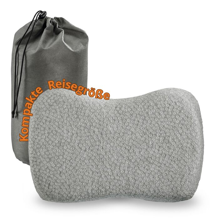 Подушка для шиї Sleepling 50 x 35 x 12 см, ортопедична подушка, подушка з віско-піни з ефектом пам&39яті з дорожньою сумкою, ергономічна подушка для підтримки шиї для алергіків, зроблена в ЄС, можна прати, сірий колір