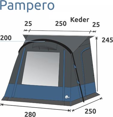 Ваш GEAR Caravan Тент Pampero 280 - Караван-намет, туристичний тент, 2 входи