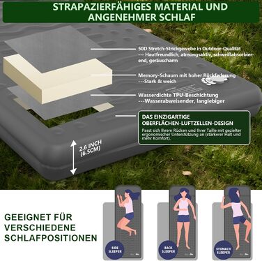 Килимок для сну HiiPeak R-value 9.5 надзвичайно теплий кемпінговий матрац з подушкою, ізольований пінопластовий надувний матрац для зими та літа, зручний килимок для сну для кемпінгу, активного відпочинку на свіжому повітрі, походів та наметів, сірий