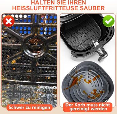 Силіконова форма для фритюрниці YINGRACE 22 см, аксесуари для фритюрниці 2 шт. Силіконова форма для випічки XXL 7.2 л, 8.3 л, COSORI 5.5 л, багаторазова замість паперу для випічки аксесуари для фритюрниці сірий