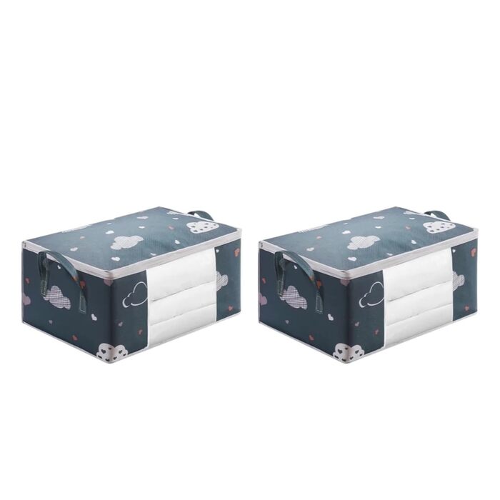 Органайзер для одягу з 3 предметів, сумка для зберігання ковдр та одягу, водонепроникний, органайзер для гардеробу, складаний, велика місткість, для ковдр (2 шт. синього кольору)