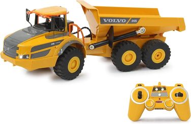 Позашляховий самоскид Volvo A40G 120 2,4GHz - реалістичне рульове управління, підйом/опускання кузова, реалістичний звук двигуна (з можливістю вимкнення), демонстраційний режим, повний привід, автоматичний режим очікування, жовтий, 405056