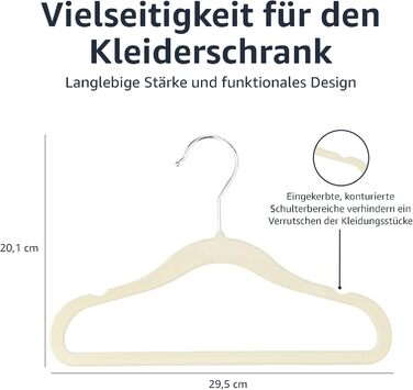 Дитячі оксамитові вішалки для одягу Storeo Basics, нековзні вішалки для немовлят та малюків, 29 см, 50 шт., бежевого кольору