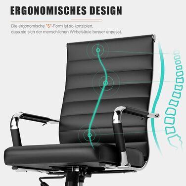 Ергономічне офісне крісло UEV, до 150 кг, штучна шкіра, чорний (срібна основа)