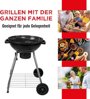 Набір для барбекю з кришкою - Вугільний гриль з попільником - Кулястий гриль діаметром 45 см
