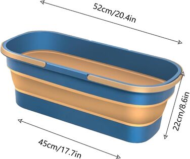 Складне відро BUNIQ з ручкою та колесами, складне силіконове відро для води, прямокутне відро великої місткості, складне відро для швабри для прибирання будинку