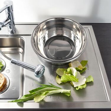 Набір мисок з нержавіючої сталі для приготування їжі, випікання, збивання яєць, приготування їжі, змішування салатів та безпечного зберігання з широким бортиком (32 см)