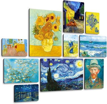 Набір з 10 багатошарових картин - Вінсент Ван Гог - Ван Гог 1 - Дерево МДФ - - 2 x 42x29,7см - 4 x 29,7x21см - 4 x 214,85см - - Го