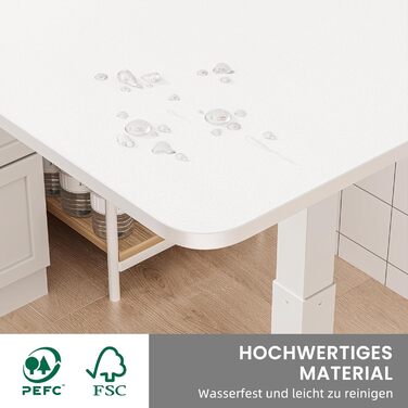 Комп&39ютерний стіл Dripex з регульованою висотою та коліщатками, невеликий стіл, мобільний стіл для роботи стоячи, тумбочка біля ліжка, бічний столик для вітальні, комп&39ютерний стіл для роботи сидячи та стоячи, білий, 48 x 72 x 112 см