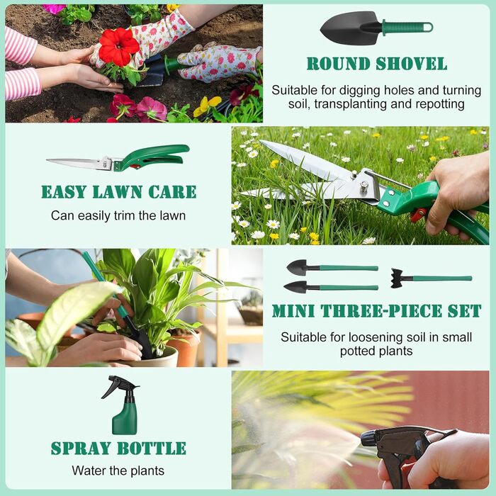 Набір садових інструментів з 13 предметів для бонсай інструменти для копання, садові рукавички, для догляду за рослинами, обрізки, стартовий набір інструментів для початківців у бонсай