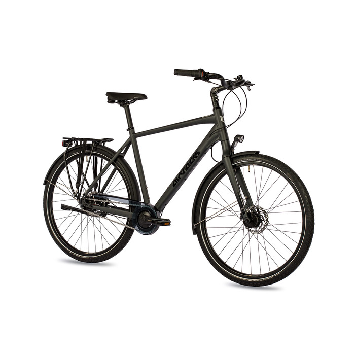 Чоловічий міський велосипед Airtracks 28 дюймів XXL, посилений, до 150 кг, міський велосипед CI.2880, втулка Shimano Nexus з 7 швидкостями та динамо - матово-чорний - розміри рами 56 см та 60 см - модельний рік 2026, 60 см (підходить для велосипедистів зр