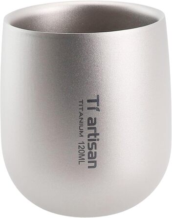 Двостінна туристична кружка, 120 мл, титанова кавова кружка для гарячих і холодних напоїв, подорожей на природі та пікніків