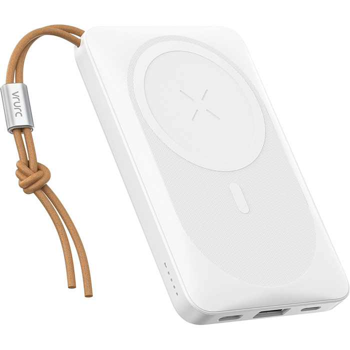 Магнітний Powerbank VRURC USB-C, бездротовий, швидка зарядка, 10000mAh, білий