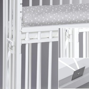 Приліжкове ліжечко Babybay Boxspring Comfort Plus, біле лаковане з матрацом Classic Cotton Soft, біле лаковане, 96Д x 56,5Ш x 96,5В см. З матрацом Classic Cotton Soft.