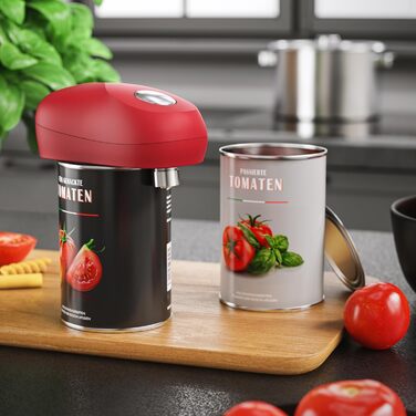 Електричний консервний нож з автоматичним обертанням на 360 Консервний нож з функцією запуску та зупинки для всіх розмірів банок Автоматична зупинка Практичний помічник на кухні для людей похилого віку та слабких рук C Червоний