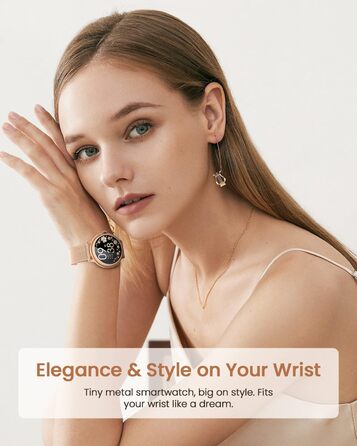 Жіночий смарт-годинник RUXINGX, маленький круглий фітнес-годинник із функцією телефону, сенсорний екран AMOLED 1,19 дюйма, цілодобовий монітор серцевого ритму, відстеження SpO2, моніторинг менструального циклу, відстеження сну, калорії, крокомір, сумісний