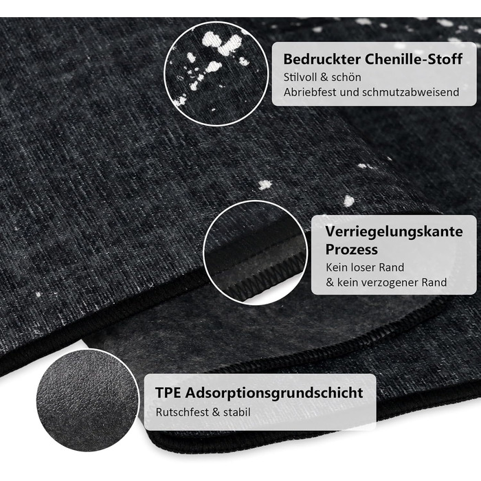 Захисний килимок для офісних стільців 90x120 см - Розкішний килимок для офісних стільців з принтом для паркету та твердих підлог, універсальний килимок для офісного крісла для дому та офісу (Чорний, 90 x 120 см) 90 x 120 см Чорний