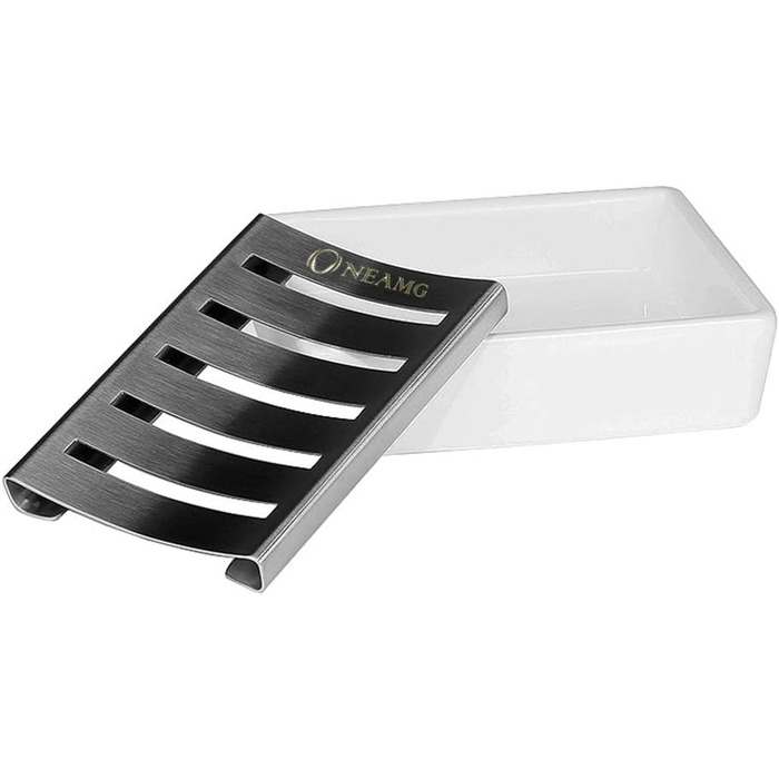 Мильниця OneAmg, керамічне сидіння з нержавіючої сталі SUS 304, тримач для мила, подвійна мильниця без свердління для ванної кімна