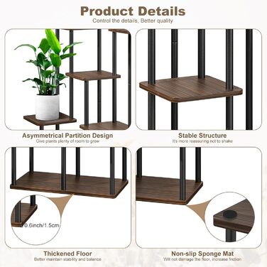 Рівнева дерев&39яна полиця для квітів, підставка для рослин, багаторівнева підставка для квітів, підставка для рослин, лавка для квітів, драбина для рослин, полиця для внутрішнього саду, декор балкону (чорний дуб) 7 рівнів, чорний дуб, 7-