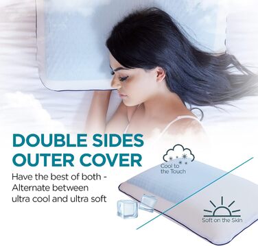 Охолоджувальна подушка Mabel Home з піни з ефектом пам&39яті, термогель, ортопедична подушка для контуру шиї та шийного відділу хребта для сну на боці та спині, ергономічна подушка для ліжка від болю в шиї - синьо-біла