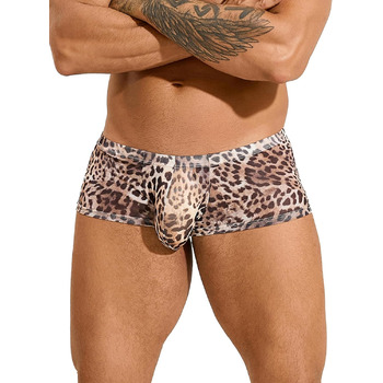 Чоловічі боксерські шорти з леопардовим принтом ohyeahlady, сексуальна спідня білизна для чоловіків, прозорі труси, еротична білизна, великі розміри, кумедні труси, спідня білизна з опуклим карманом, дихаючі труси, великі розміри XL, леопардовий принт
