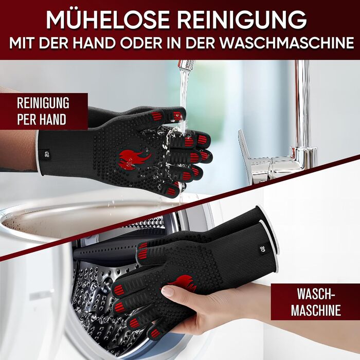 Рукавички для барбекю GUSSKNIG термостійкі до 800 градусів (L) - вогнетривкі рукавички з араміду - рукавички для барбекю для приго