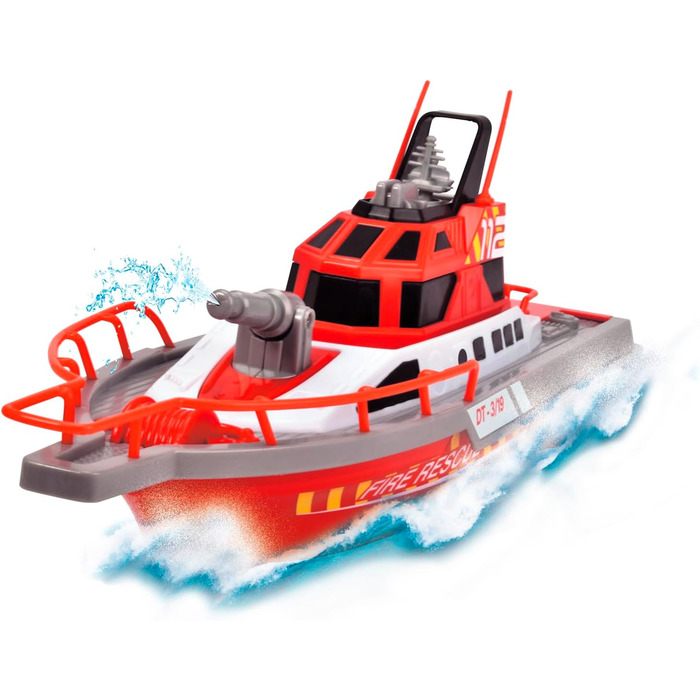 Човен на дистанційному керуванні з радіоуправлінням, пожежна команда, функція розбризкування води, 3 канали, 27 МГц, USB зарядка,