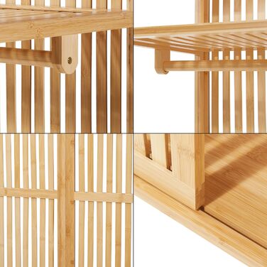 Вішалка для пальто Ypj, відкрита шафа з рейкою для одягу, шафа для передпокою, 187 x 80 x 47 см, бамбукова вішалка для курток, окремостояча вішалка для пальто