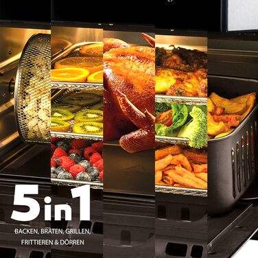 Фритюрниця Balter HL-1200, фритюрниця, 12 літрів, міні-духовка, функція дегідратора, РК-дисплей, 10 програм, включаючи брошуру з рецептами та аксесуари 12 літрів срібло