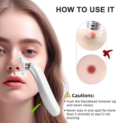 Пилосос для очищення пір з камерою 1080P HD, вакуумний пилосос для видалення чорних крапок з 4 всмоктувальними головками, 5 всмоктувальними силами для очищення шкіри обличчя від прищів і вугрів Whitehead Whitehead Білий