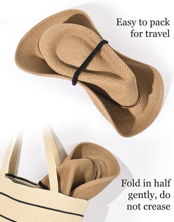 Ковбойський сонцезахисний капелюх FURTALK для жінок та чоловіків, ковбойський капелюх у західному стилі з вітровою стрічкою, UPF 80, легкий пляжний та літній капелюх, хакі, ML