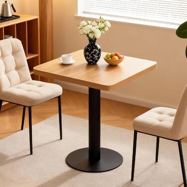 Обідній стіл Mingone 60 см, кухонний стіл, обідній стіл, маленький з дерев&39яною стільницею, квадратний стіл, дубовий вигляд з металевими ніжками, для вітальні, балкону, їдальні, 60x60x75 см, квадратний