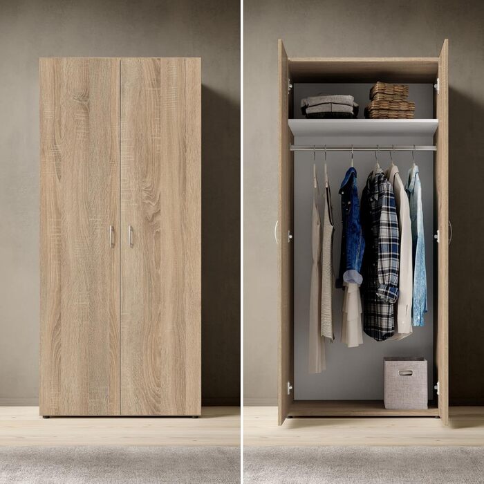 Вічна шафа у трьох різних розмірах - Універсальна шафа з орними дверима в обробці дуба Сонома - 80 x 177 x 52 см (Ш/В/Г) Дуб Сонома 80 x 177 x 52 см (без шухляд)