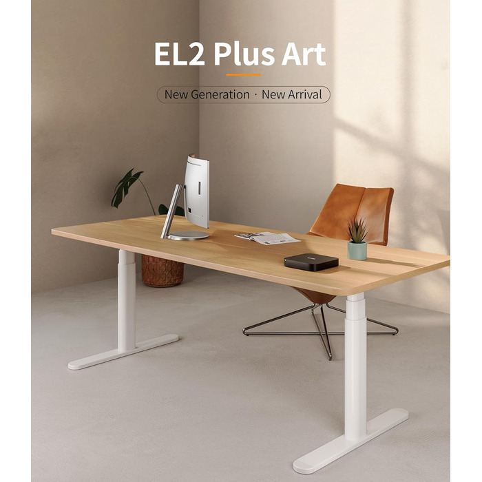 Каркас столу MAIDeSITe EL2 Plus Art з регульованою висотою та овальною конструкцією ніжок, електричний двомоторний каркас столу з регулюванням висоти від 62 до 125 см, 4 елементи керування пам&39яттю, стіл з регульованою висотою, білий