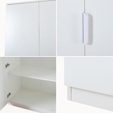 Шафа Eiselfing, 2-дверна шафа, 176 x 80 x 52 см, Шафа для спальні, 1 вішалка для одягу, 1 відділення, Білий, 176 x 80 x 52 см - 1 відділення