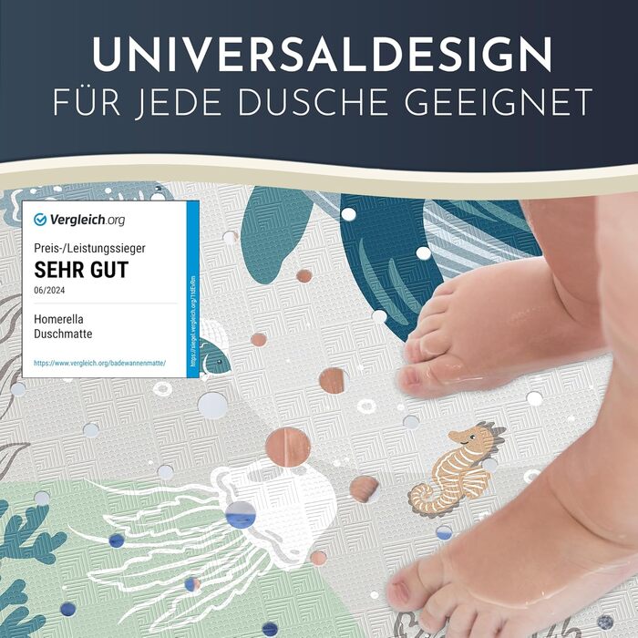 Килимок для душу нековзний дитячий - 100 без вмісту BPA Вкл. 2 гачки для підвішування 53x53см - Протиковзкий килимок для душу інте