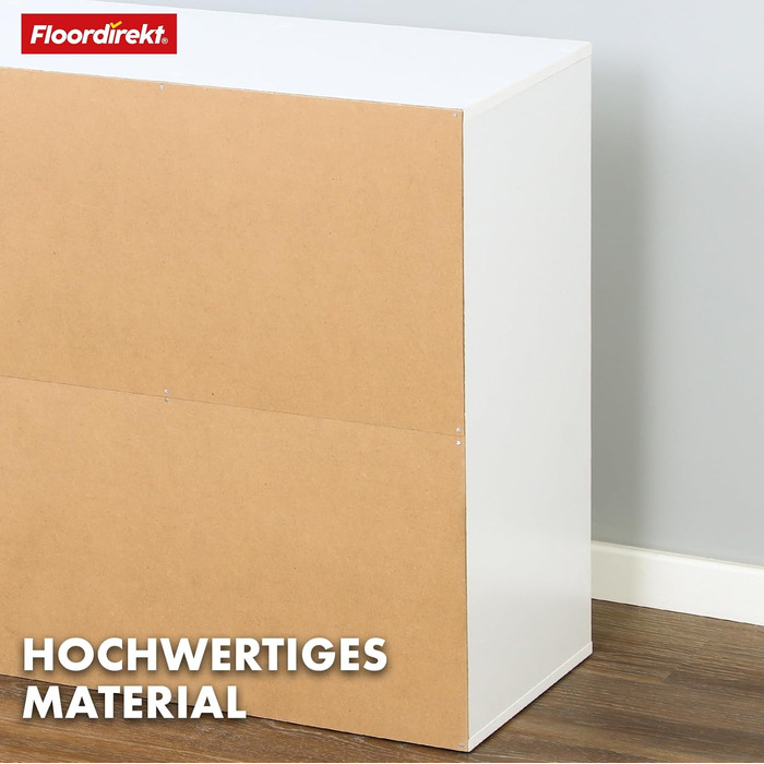 Біла книжкова полиця Floordirekt, дерев&39яна полиця з 6 відділеннями, кубічна полиця для вітальні та спальні (Вермонт)