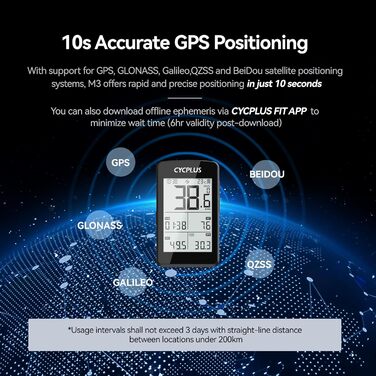 Велокомп'ютер CYCPLUS GPS, 2.8 дюйма, IP67, Електроніка/Bluetooth/ANT, Чорний