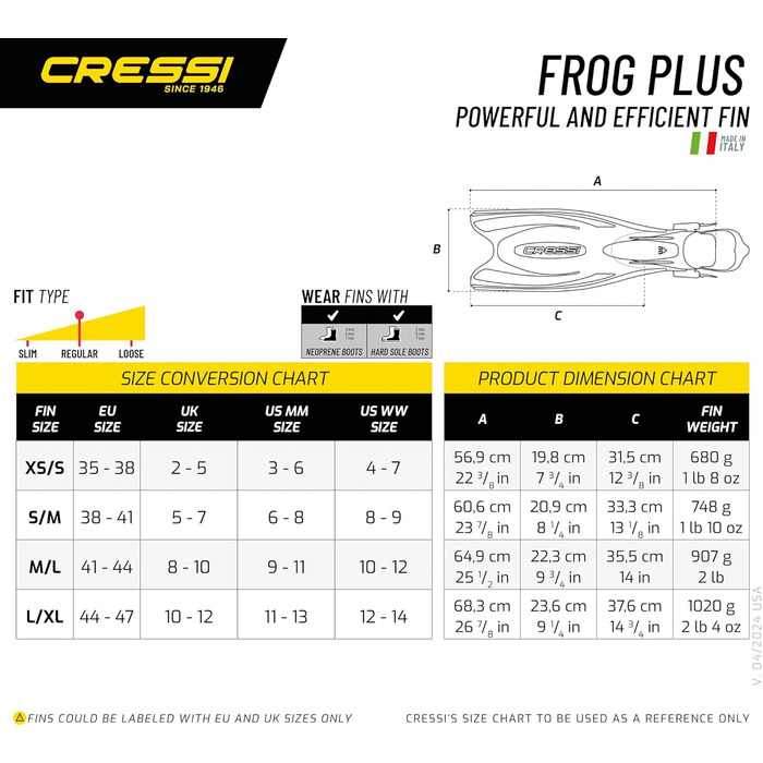 Чоловічі ласти Cressi Frog Plus M/L (41/44) Чорні/Срібні