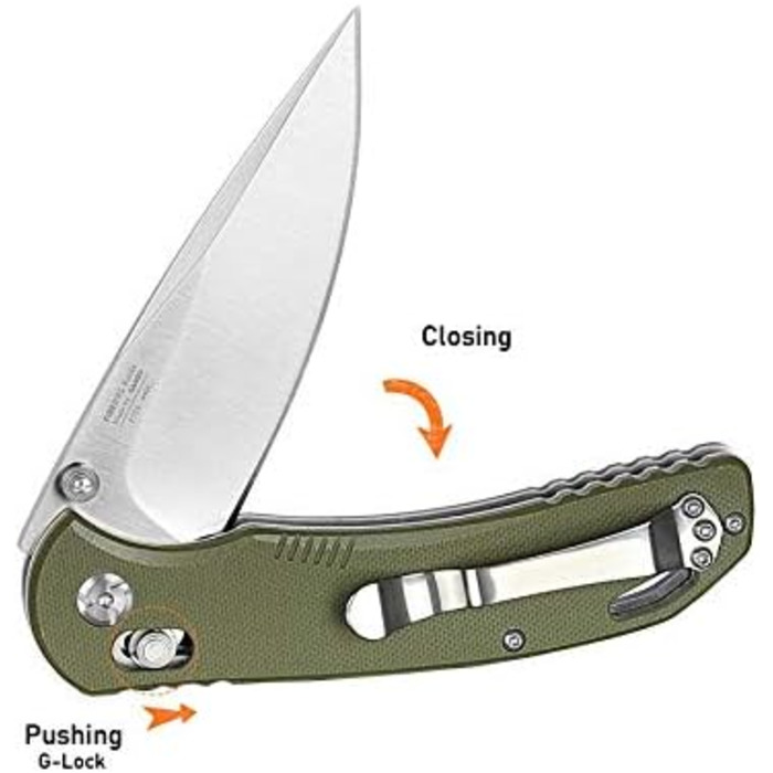 Ніж Ganzo G7531 Колір рукоятки зелений - Довжина клинка 8.9 см - Механізм замикання G-Lock - Сталь клинка нержавіюча сталь 440C
