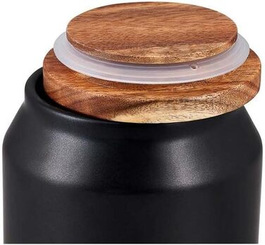 Керамічні контейнери для зберігання Cole & Mason H822137 Hinxton з дерев&39яними кришками, чорні/сірі/коричневі, 125 мм x 110 мм, коробка для зберігання / кухонний контейнер / контейнери для зберігання продуктів, гарантія 2 роки, невеликий контейнер для з