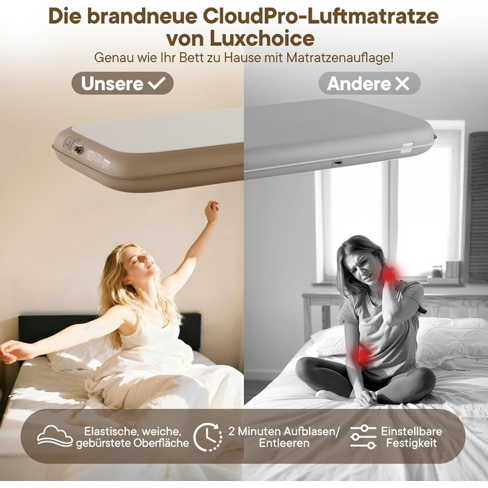 Самонадувальний надувний матрац для 1 особи з портативним насосом. Надувається всього за 2 хвилини та має м&39який матовий верх. Надувний матрац для кемпінгу та використання гостями. 20010020 см, макс. 500 кг. 1 особа.