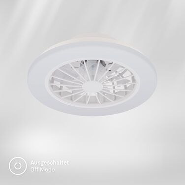 Стельовий LED-вентилятор BRILONER з освітленням та пультом керування, тихий DC-мотор, 5 швидкостей, регулювання температури світла (CCT) та яскравості, 38 см, білий